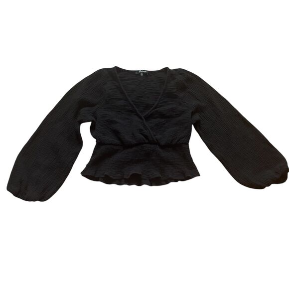 Madewell Women’s Black Lightspun Julianne Smocked Waist Top Black- Size XS - Picture 2 of 8